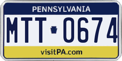 PA license plate MTT0674