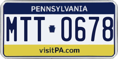 PA license plate MTT0678