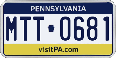 PA license plate MTT0681