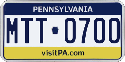 PA license plate MTT0700
