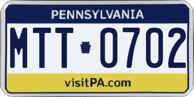 PA license plate MTT0702