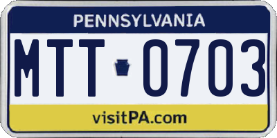 PA license plate MTT0703