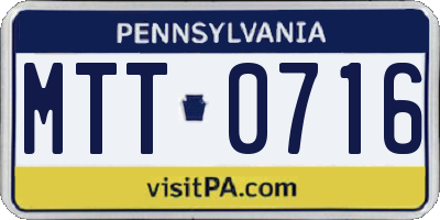 PA license plate MTT0716