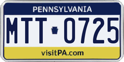 PA license plate MTT0725