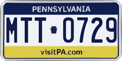 PA license plate MTT0729