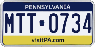 PA license plate MTT0734