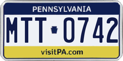 PA license plate MTT0742