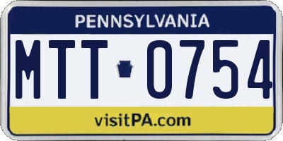 PA license plate MTT0754
