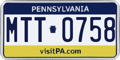 PA license plate MTT0758