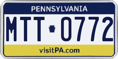 PA license plate MTT0772