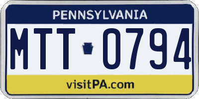 PA license plate MTT0794