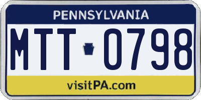 PA license plate MTT0798