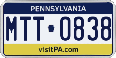 PA license plate MTT0838