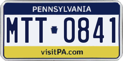 PA license plate MTT0841