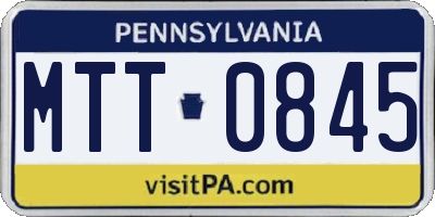 PA license plate MTT0845