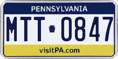 PA license plate MTT0847