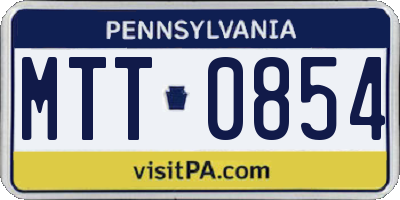 PA license plate MTT0854