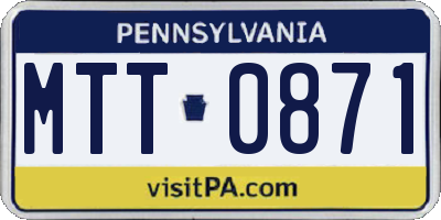 PA license plate MTT0871