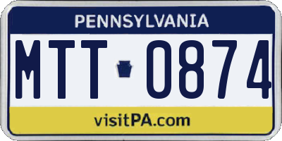 PA license plate MTT0874