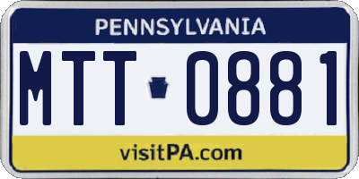 PA license plate MTT0881
