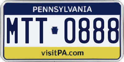 PA license plate MTT0888