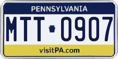 PA license plate MTT0907