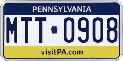 PA license plate MTT0908