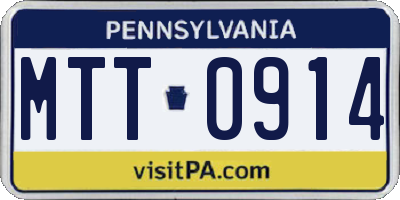PA license plate MTT0914