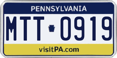 PA license plate MTT0919