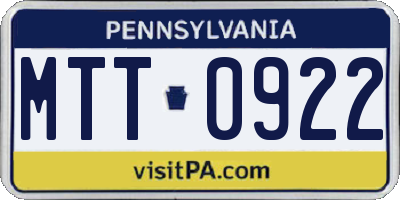 PA license plate MTT0922