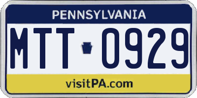 PA license plate MTT0929