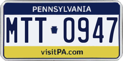 PA license plate MTT0947