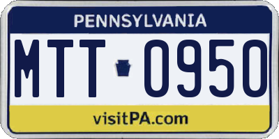 PA license plate MTT0950