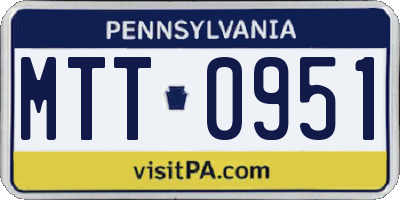 PA license plate MTT0951