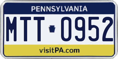 PA license plate MTT0952