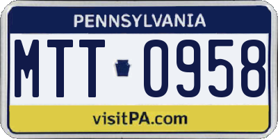PA license plate MTT0958