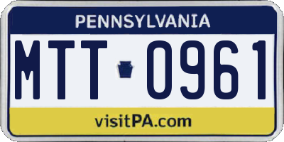 PA license plate MTT0961