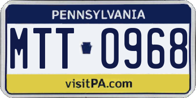 PA license plate MTT0968