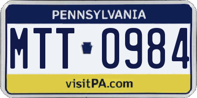 PA license plate MTT0984