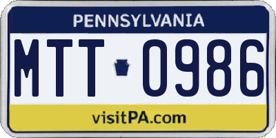 PA license plate MTT0986