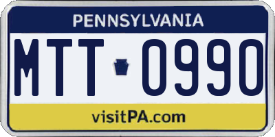 PA license plate MTT0990