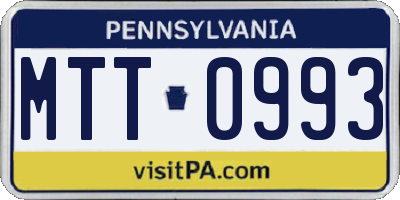 PA license plate MTT0993