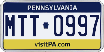 PA license plate MTT0997