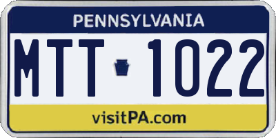 PA license plate MTT1022