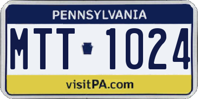 PA license plate MTT1024