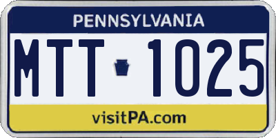 PA license plate MTT1025
