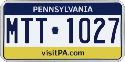 PA license plate MTT1027