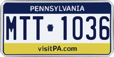PA license plate MTT1036