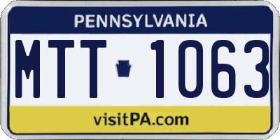 PA license plate MTT1063