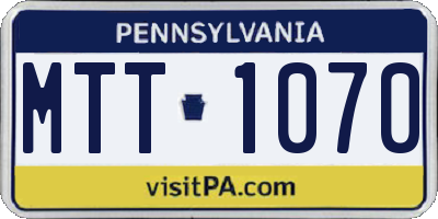 PA license plate MTT1070